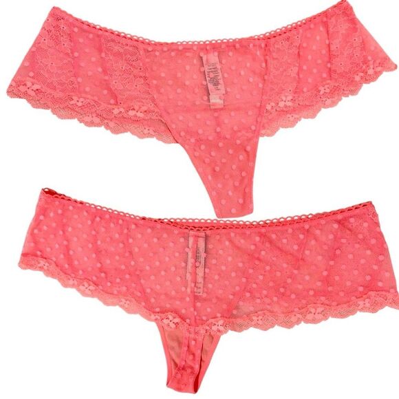 VICTORIA’S SECRET DREAM ANGELS WIDE SIDE THONG CORAL PINK – SIZE L - Picture 1 of 17
